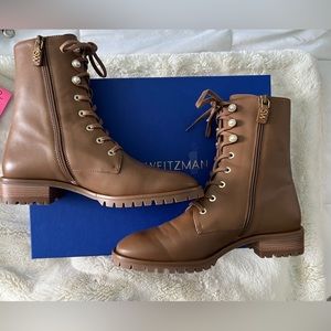 Stuart Weitzman pearl combat boots size 9